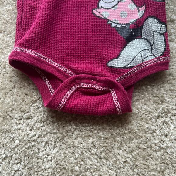 Disney Baby Pink Minnie Mouse Waffle Knit Long Sleeve One Piece Set of 2 - Picture 11 of 14